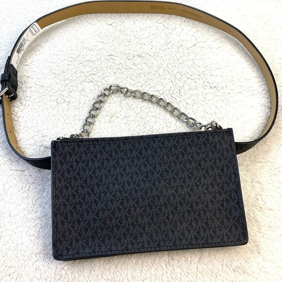 MICHAEL KORS SIGNATURE LOGO BELT BAG WITH CHAIN PULL NWT - Picture 1 of 10